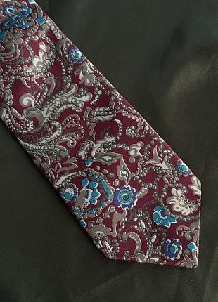 Краватка бордова з малюнком exclusive ties by pierre wishley pure silk made in u.k.