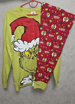 Яскрава новорічна піжама/домашній комплект унісекс the grinch (грінч), р.m 100% бавовна