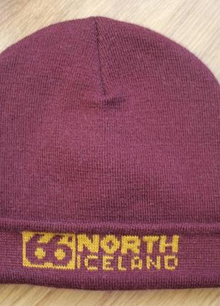 Унисекс шапка бини 66°north iceland beanie / бордовая аутдор шапка-бини gorpcore