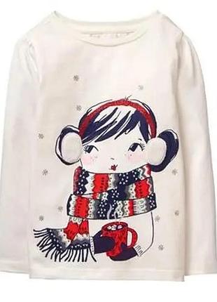 Реглан для дівчинки gymboree білий з малюнком 5t бавовна