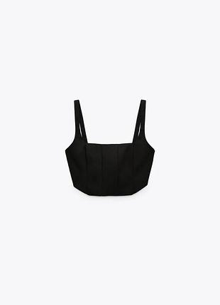 Чорний корсетний топ zara xs 🛍️1+1=3🛍️