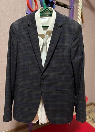 Чоловічий піджак zara в клітинку (розмір 50 / l) cool comfort, один раз одягався