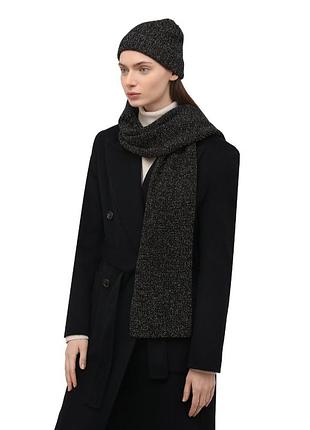 Черный шарф с металлизированной нитью из смесовой шерсти с люриксом 185×35