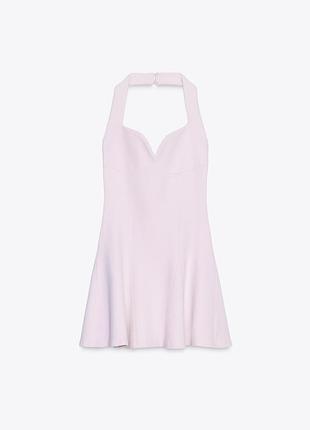 Трикотажна сукня-халтер zara interlock (колір рожевий)