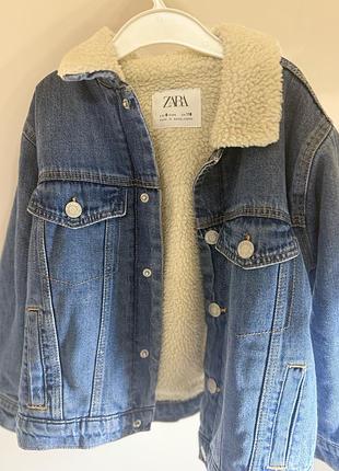 Куртка для дівчинки zara джинсова утеплена