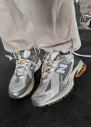 😍 женские кроссовки new balance silver / white / orange premium (1)