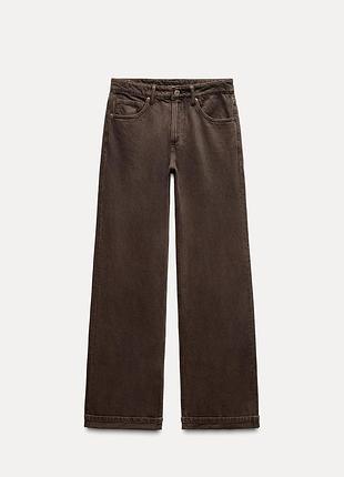 Коричневі джинси tre slouchy mid-rise jeans zara