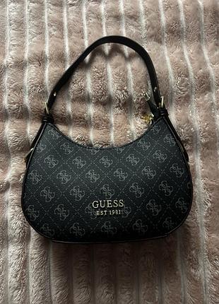Сумка жіноча guess багет чорна з логотипом