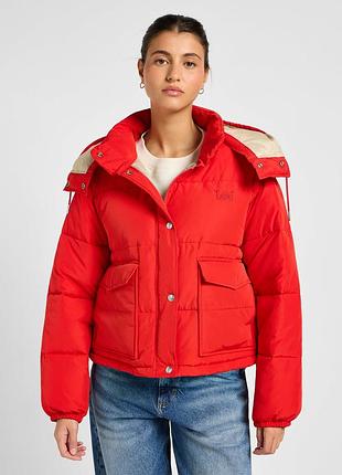 Новая женская куртка - пуховик lee( lee hooded short puffer red) с европы s