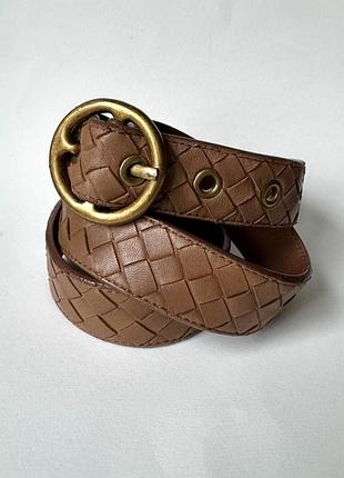Шкіряний ремінь bottega veneta intrecciato weave leather