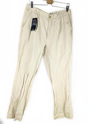 Брюки marks &amp; spencer blue harbour лен-хлопок w34 l31 светло-бежевые со складками, как новый