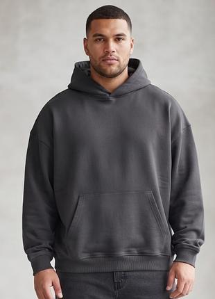 Стильне базове худі h&m oversize (графітовий/темно-сірий колір)