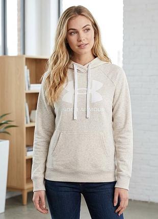 Жіноче бежеве худі з капюшоном від бренда under armour