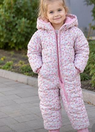Теплий зимовий комбінезон mothercare в квіточку, р. 86 (12-18 міс)