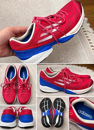 Кроссовки унисекс adidas adizero feather 2 красно-розовые