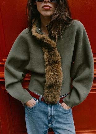 Жіноча куртка жакет з еко хутром zara