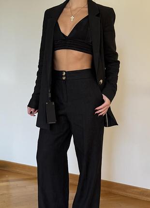 Новий з біркою жіночий лляний костюм massimo dutti темно-синій xs-s (34-36р)