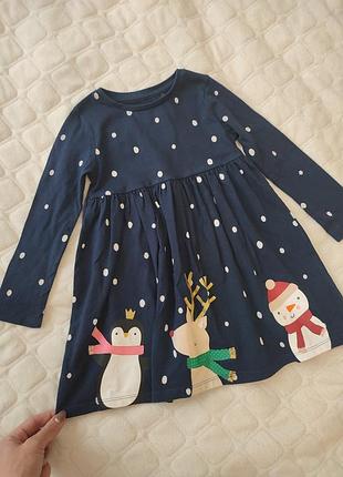 Новорічна сукня на 2-3 роки. сукня для дівчинки з новорічним принтом. новогоднее платье