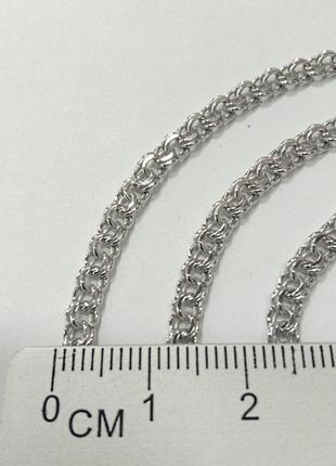 Серебряная цепочка плетение бисмарк покрытая родием3 фото