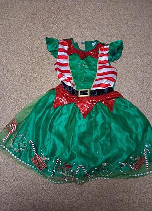 Платье, платье новогоднее Эльф на 7-8 лет