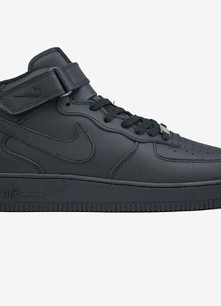 Nike air force 1 classic high black хутро 4