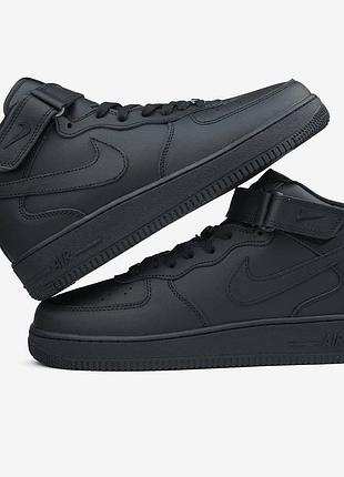 Nike air force 1 classic high black хутро 5