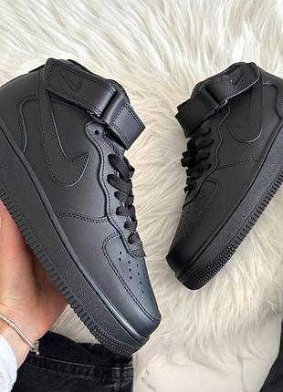 Nike air force 1 classic high black хутро 2