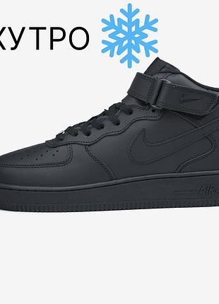 Nike air force 1 classic high black хутро 3