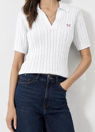 Бавовняне білосніжне поло в коси crew clothing