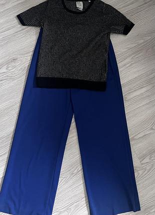 Яскраві сині штани-палаццо m&s collection