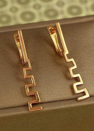 Серьги xuping jewelry длинный лабиринт 3,3 см золотистые