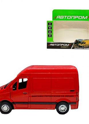Металлическая машинка автопром mercedes sprinter, красная