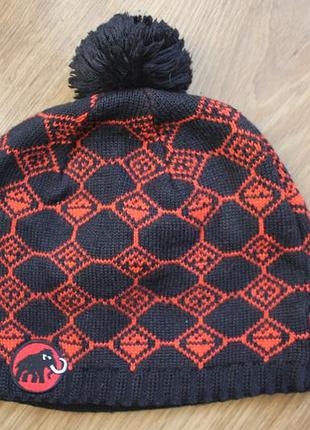 Унисекс с помпоном шерстяная шапка mammut spirit beanie (made in germany)
