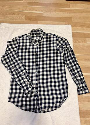 Сорочка рубашка чоловіча zara в клітинку, розмір 42