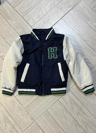 Куртка-бомбер для хлопчика h&m синя з білим