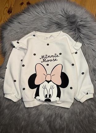 Стильний якісний тепленький світшот з minnie mouse на дівчинку 3/4 р h&m disney