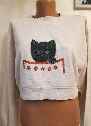 Жіноча футболка оверсайз з малюнком кота, s