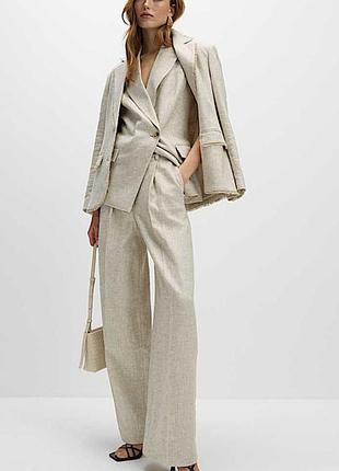 Брюки-палаццо зі змішаної лляної тканини marks&spencer р. 10/38/м