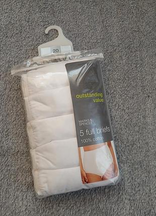 Набор женских трусиков marks &amp; spencer р. 791 20 (5 шт.) белые full briefs