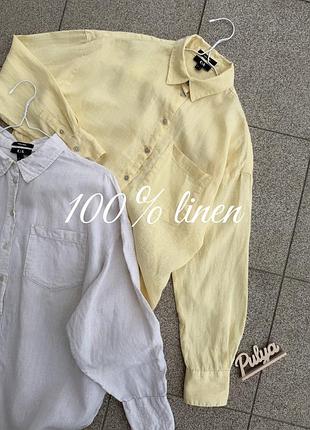 Лляні сорочки 100 % linen c&а жовта та бежева