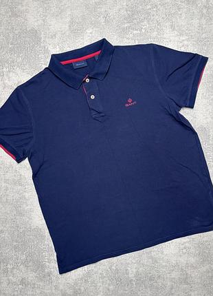 Чоловіче поло gant contrast collar pique темно-синє