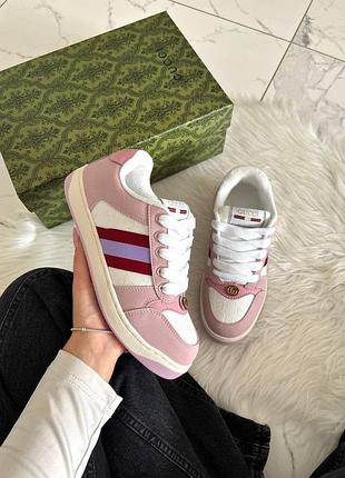 Кроссовки gucc screener white pink