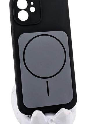 Чехол magnetic vision для apple iphone 12 бампер с микрофиброй черный