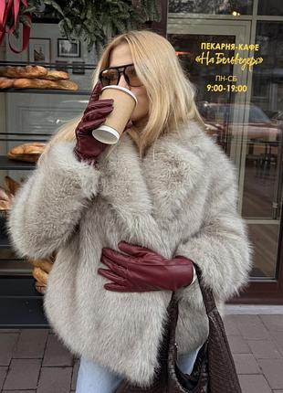 Шуба жіноча zara еко-хутро сіра коротка