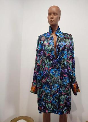 Яркий вискозный халатик накидка h&amp;m с цветочным принтом, размер eur 42 (l)