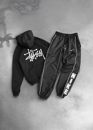 Готовий весняний образ / чоловічий спортивний костюм худі stussy і штани плащівка комплект якісний преміум