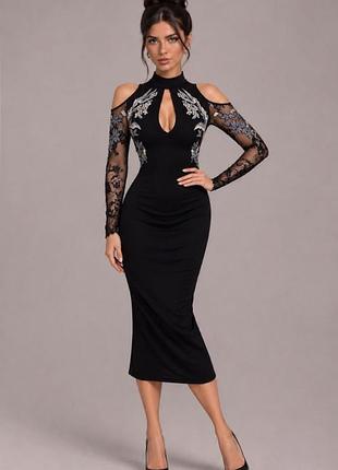 Розпродаж сукня hope & ivy міді натуральна з cяючою вишивкою