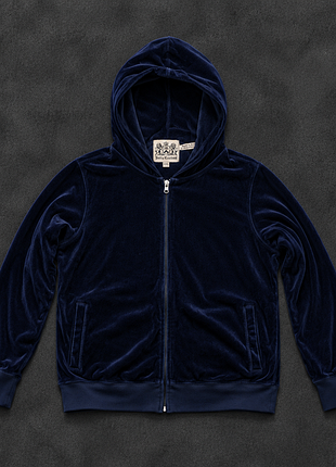 Чоловіча велюрова зип-худі juicy couture men’s velour zip hoodie (xxl) — винтаж / made in usa