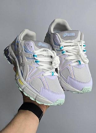 Легкие женские кроссовки asics gel-kahana 8 комфортные сетчатые белые с лавандовыми вставками 37