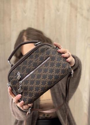 Жіноча сумка celine коричнева з монограмою